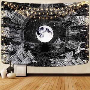 Bohemian black and white wall tapestry